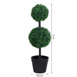 Outsunny Set Of 2 Artificial Boxwood Plant Tree's With Pot - Green -OUTSUNNY Store 1624275713 54529300