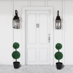 Outsunny Set Of 2 Artificial Boxwood Plant Tree's With Pot - Green -OUTSUNNY Store 1624275721 52802200