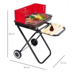 Outsunny Outdoor Foldable Charcoal BBQ Grill With Wheels - Red / Black -OUTSUNNY Store 1624275735 65806400 49ad01db 75b1 4262 9c7f b18ade88d2c7