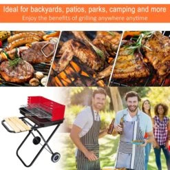 Outsunny Outdoor Foldable Charcoal BBQ Grill With Wheels - Red / Black -OUTSUNNY Store 1624275758 77467700 402a8dac 6be9 45d6 8829 23298d6ca0dc