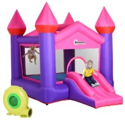 Outsunny Kids Bounce Castle House Inflatable Trampoline Slide 2 In 1 With Inflator For Kids Age 3-12