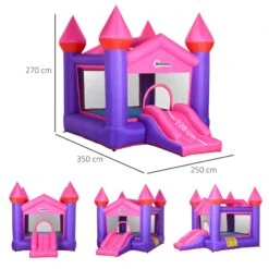 Outsunny Kids Bounce Castle House Inflatable Trampoline Slide 2 In 1 With Inflator For Kids Age 3-12 -OUTSUNNY Store 1645286788 99222900