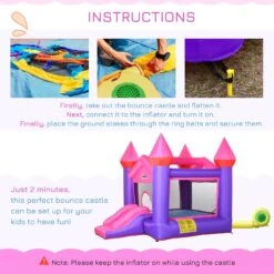 Outsunny Kids Bounce Castle House Inflatable Trampoline Slide 2 In 1 With Inflator For Kids Age 3-12 -OUTSUNNY Store 1645286796 19434200