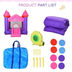 Outsunny Kids Bounce Castle House Inflatable Trampoline Slide 2 In 1 With Inflator For Kids Age 3-12 -OUTSUNNY Store 1645286804 61203800