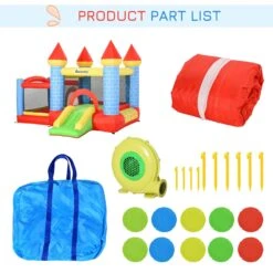 Outsunny Kids Bounce Castle Inflatable Trampoline Slide Pool Basket For Kids Age 3-10, 3 X 2.75 X 2.1m -OUTSUNNY Store 1645286890 47420100