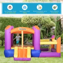 Outsunny Bouncy Castle With Trampoline & Slide 3in1 - Multi Colour -OUTSUNNY Store 1645286968 64360800