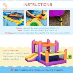 Outsunny Bouncy Castle With Trampoline & Slide 3in1 - Multi Colour -OUTSUNNY Store 1645286973 57115500