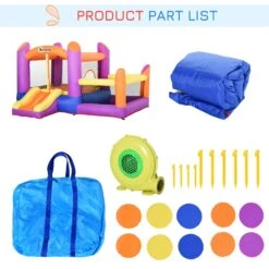 Outsunny Bouncy Castle With Trampoline & Slide 3in1 - Multi Colour -OUTSUNNY Store 1645286977 26140800