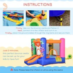 Outsunny Kids Bounce Castle House Inflatable Trampoline Slide Basket With Inflator For Kids Age 3-12 Monster Design W/ Carrybag -OUTSUNNY Store 1645287016 95660100