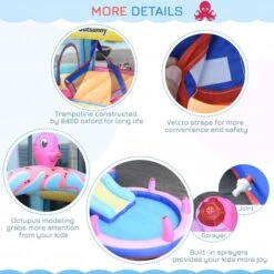 Outsunny Kids Bounce Castle House Inflatable Trampoline Slide Water Pool 3 In 1 With Inflator For Kids Age 3-12 Octopus Design W/ Carrybag -OUTSUNNY Store 1645287064 67683000