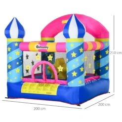 Outsunny Kids Bounce Castle House Inflatable Trampoline Basket With Inflator For Age 3-12 Castle Stars Design -OUTSUNNY Store 1645287084 99219500