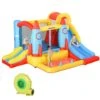 Outsunny Kids Bounce Castle House, 3 In 1 Water Slide And Pool With Inflator, Rocket Design With Carrybag