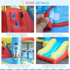 Outsunny Kids Bounce Castle House, 3 In 1 Water Slide And Pool With Inflator, Rocket Design With Carrybag -OUTSUNNY Store 1645287145 30779500