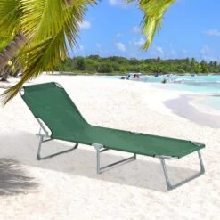 Outsunny Portable Adjustable Lounger,Oxford Cloth-Green -OUTSUNNY Store 1645297838 25902700