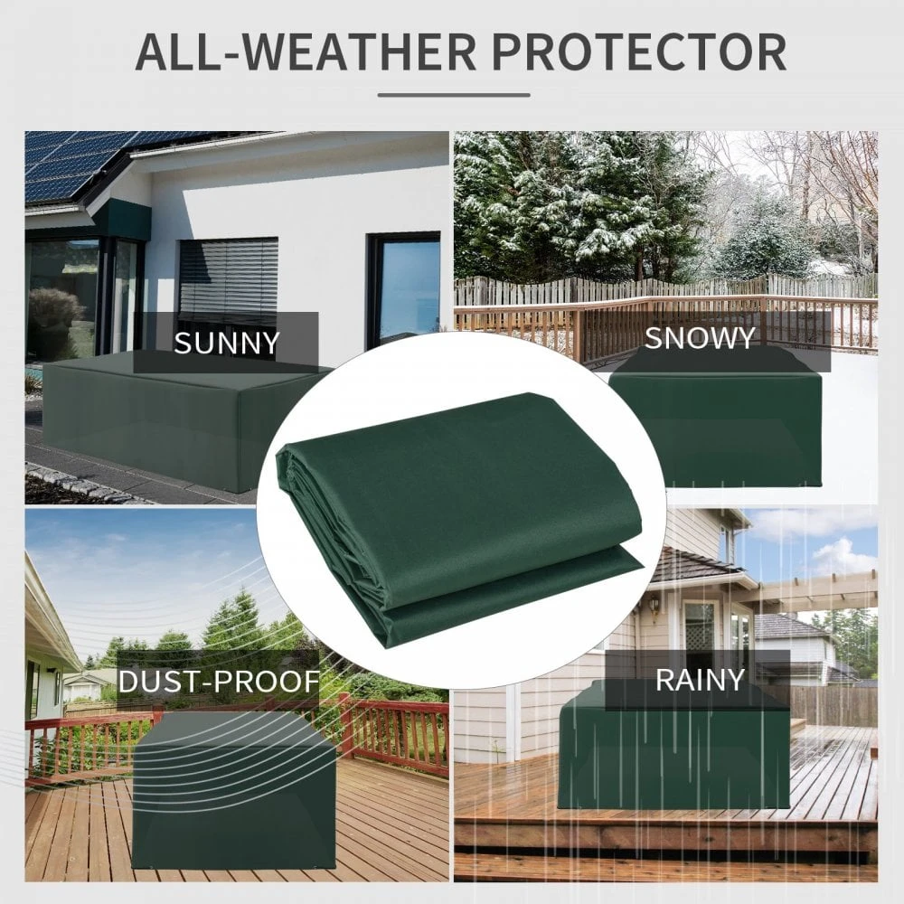 Outsunny Garden Furniture Rectangular Water UV Resistant Cover - Green 6 Outsunny Garden Furniture Rectangular Water UV Resistant Cover - Green - Image 6