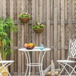 HOMCOM Pack Of 2 Artificial Lisianthus Flowers Hanging Planter With Basket For Indoor Outdoor Decoration Home Garden -OUTSUNNY Store 1645425325 43094000