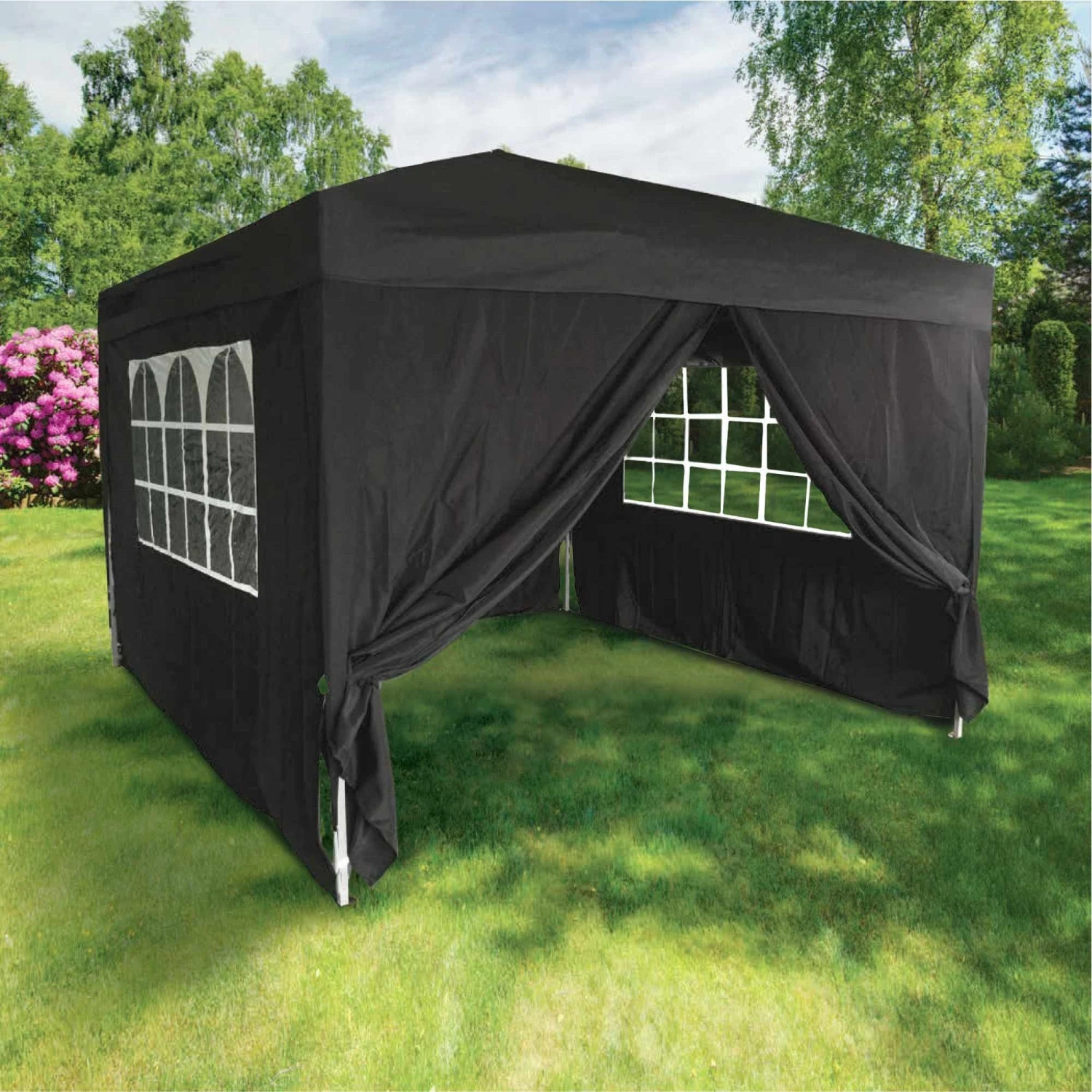 Silver & Stone Outdoor Pop Up Garden Gazebo 3x3m - Black 2 Silver & Stone Outdoor Pop Up Garden Gazebo 3x3m - Black - Image 2
