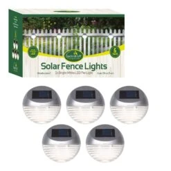 GardenKraft Solar Fence Lights Pack Of 5 - Silver -OUTSUNNY Store 17730L
