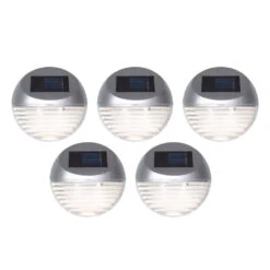 GardenKraft Solar Fence Lights Pack Of 5 - Silver