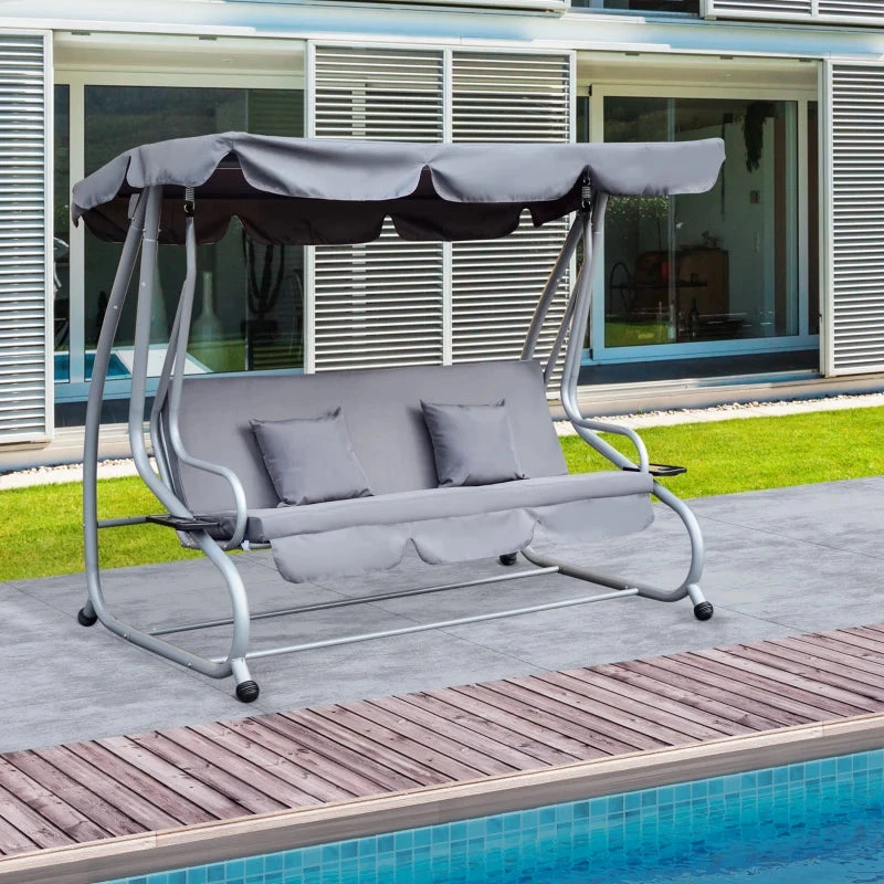 Outsunny Swing Seat 3 Seater - Grey 10 Outsunny Swing Seat 3 Seater - Grey - Image 10