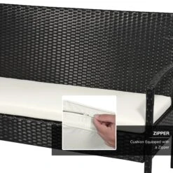 Outsunny 4 Pieces Outdoor PE Rattan Corner Sofa With Cushions - Black -OUTSUNNY Store 1FI90417dc140fcbd