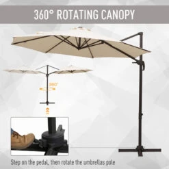 Outsunny Cantilever Parasol 3m - Beige -OUTSUNNY Store 1dAa091813d5badf2 jpg