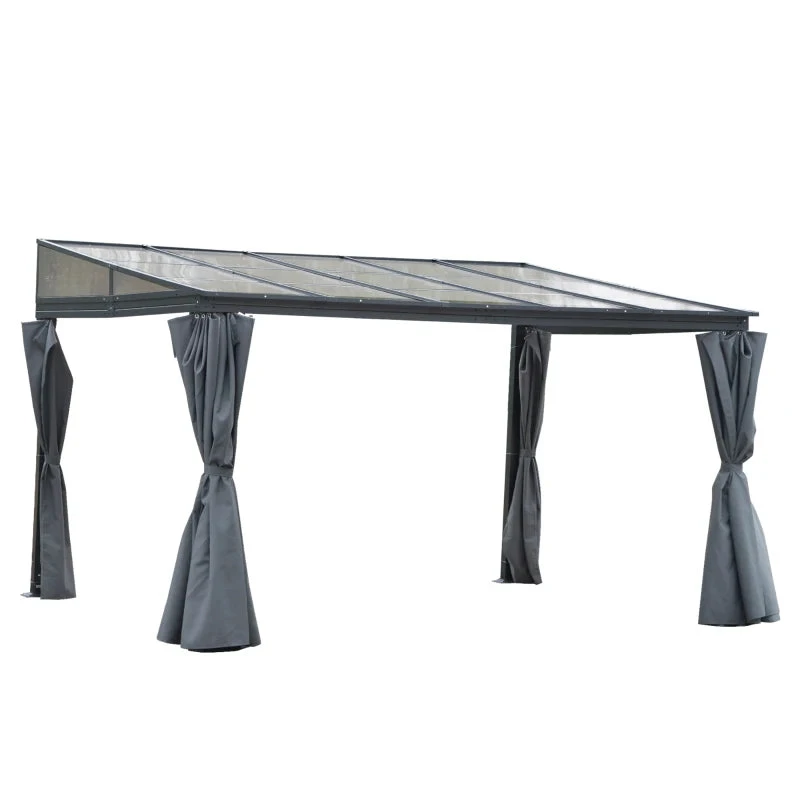 Outsunny Outdoor Lean To Pergola Gazebo 4 X 3m - Grey 1 Outsunny Outdoor Lean To Pergola Gazebo 4 X 3m - Grey