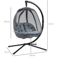 Outsunny Hanging Egg Chair - Grey -OUTSUNNY Store 1nla121801c81fc84 jpg