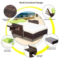 Outsunny Rattan Sun Lounger 2 Seater Day Bed-Brown -OUTSUNNY Store 1xDb1017eecc293c9 a6349997 3020 406b bd55 a46398ea2e67