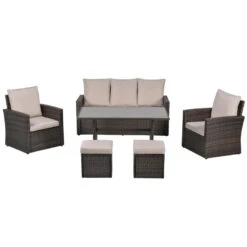 Outsunny Rattan Sofa Sets With Footstool - Brown -OUTSUNNY Store 2DFdaa1818549bb81 jpg