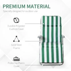 Outsunny Set Of 2 Garden Patio Outdoor Sun Recliners Loungers Folding Foldable Multi Position Relaxers Chairs With Cushions Fire Retardant Sponge (Green White) 15 Outsunny Set Of 2 Garden Patio Outdoor Sun Recliners Loungers Folding Foldable Multi Position Relaxers Chairs With Cushions Fire Retardant Sponge (Green White) -OUTSUNNY Store 2hB75617ee2cf0b6e