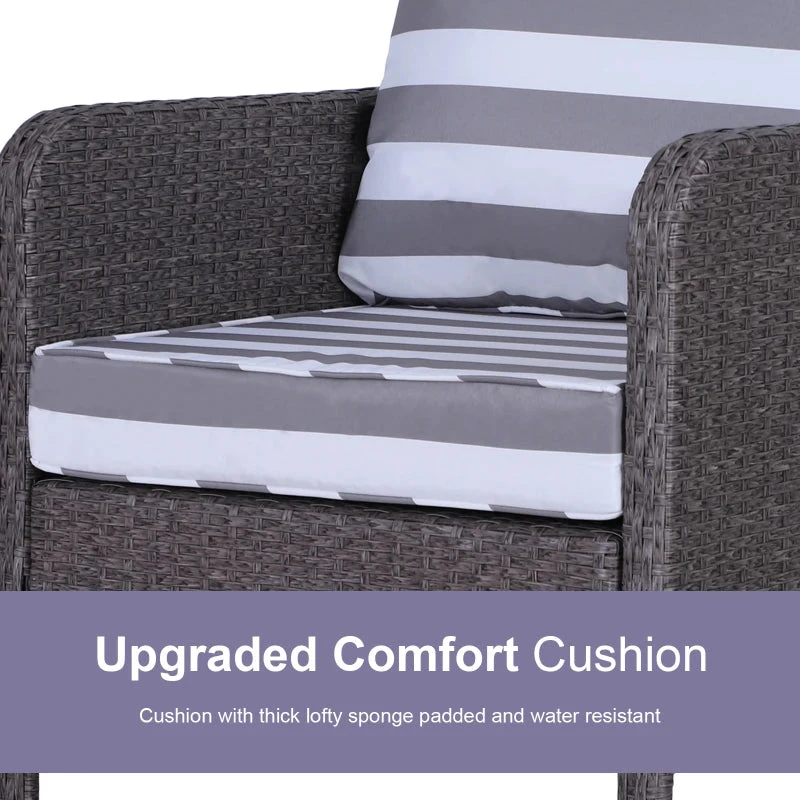 Outsunny Outdoor Rattan 2 Seater With Footstools - Dark Grey 5 Outsunny Outdoor Rattan 2 Seater With Footstools - Dark Grey - Image 5