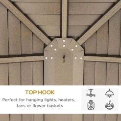 Outsunny Hardtop Gazebo With Curtains 3 X 4m - Brown -OUTSUNNY Store 2zi2601893f17a563 jpg