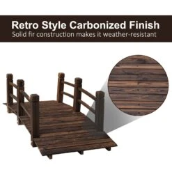 Outsunny 1.5M Wooden Garden Bridge Lawn Décor Stained Finish Arc Outdoor Pond Walkway W/ Railings Water Yard Decoration -OUTSUNNY Store 30sacf17dc2415c5f b9a145c6 401c 4963 a5d5 f7deb00c7ffe