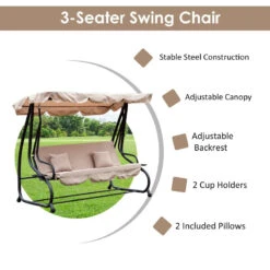 Outsunny 2-in-1 Garden Swing Chair - Light Brown -OUTSUNNY Store 3Rga09188fbaaea2c jpg