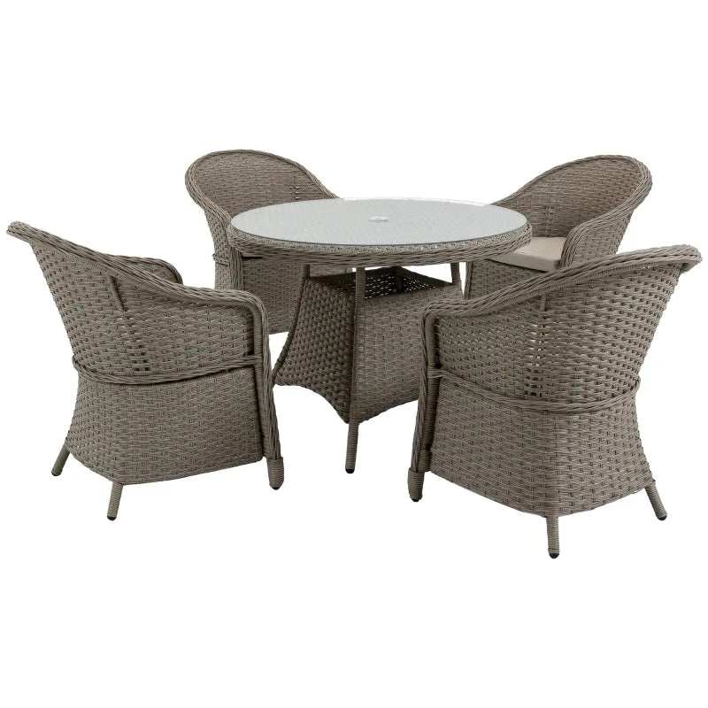 Outsunny Rattan Dining Set 4 Seater - Grey 12 Outsunny Rattan Dining Set 4 Seater - Grey - Image 12