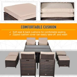 Outsunny Rattan Dining Set 9 Piece - Brown -OUTSUNNY Store 3ce88c17eecc2975a jpg