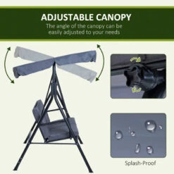 Outsunny Metal Swing Chair 3-Seater - Grey -OUTSUNNY Store 3zUa091859a998b8c jpg