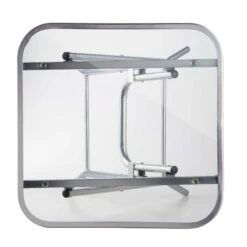 Silver & Stone Folding Side Table With Glass Top 40cm X 40cm X 46cm -OUTSUNNY Store 4356318 IMAGE9