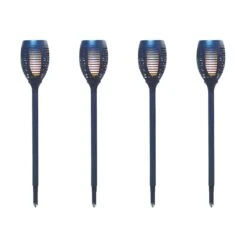 Silver & Stone Outdoor Solar Flickering Flame Torch Garden Stakes - 4 Pack