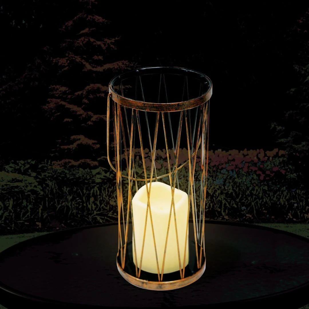 Silver & Stone Outdoor Solar Candle Lantern With Warm White LEDs 2 Silver & Stone Outdoor Solar Candle Lantern With Warm White LEDs - Image 2