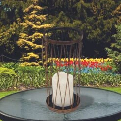 Silver & Stone Outdoor Solar Candle Lantern With Warm White LEDs 5 Silver & Stone Outdoor Solar Candle Lantern With Warm White LEDs -OUTSUNNY Store 45049623