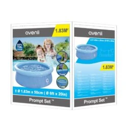 Avenli Round Paddling Pool With Inflatable Ring 6ft X 20in 180cm - Blue -OUTSUNNY Store 4531166 2