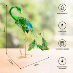 GardenKraft Solar Metal Peacock 56cm -OUTSUNNY Store 4927785 3