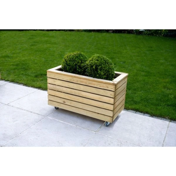 Forest Garden Linear Planter - Double With Wheels 49.6cm(h) X 80cm(w) X 40cm(d) 2 Forest Garden Linear Planter - Double With Wheels 49.6cm(h) X 80cm(w) X 40cm(d) - Image 2