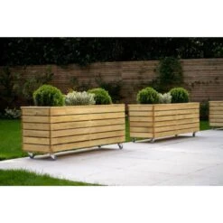 Forest Garden Linear Planter - Long With Wheels 49.6cm(h) X 120cm(w) X 40cm(d) 12 Forest Garden Linear Planter - Long With Wheels 49.6cm(h) X 120cm(w) X 40cm(d) -OUTSUNNY Store 4937463 5