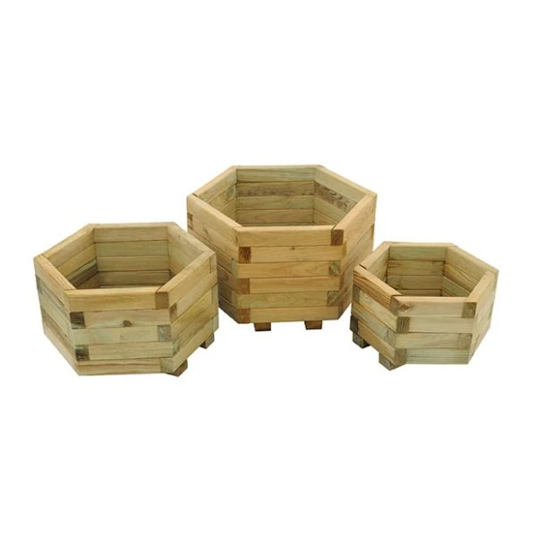 Forest Garden York Hexagonal Planter - Set Of 3 1 Forest Garden York Hexagonal Planter - Set Of 3