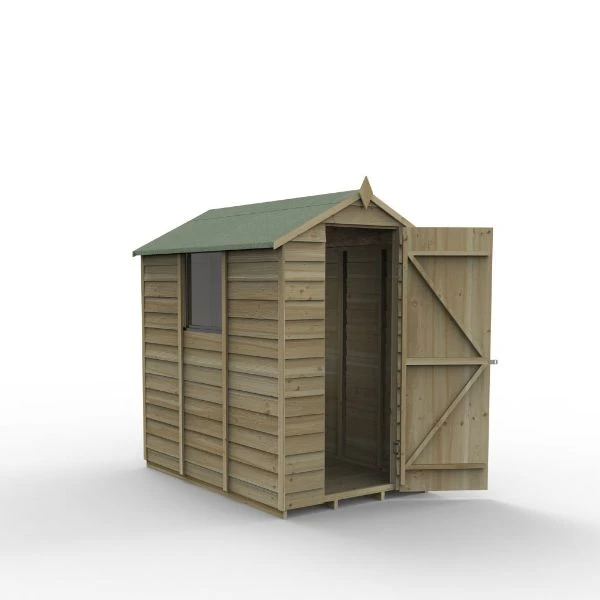 Forest Garden Overlap Pressure Treated 6x4 Apex Shed 2 Forest Garden Overlap Pressure Treated 6x4 Apex Shed - Image 2
