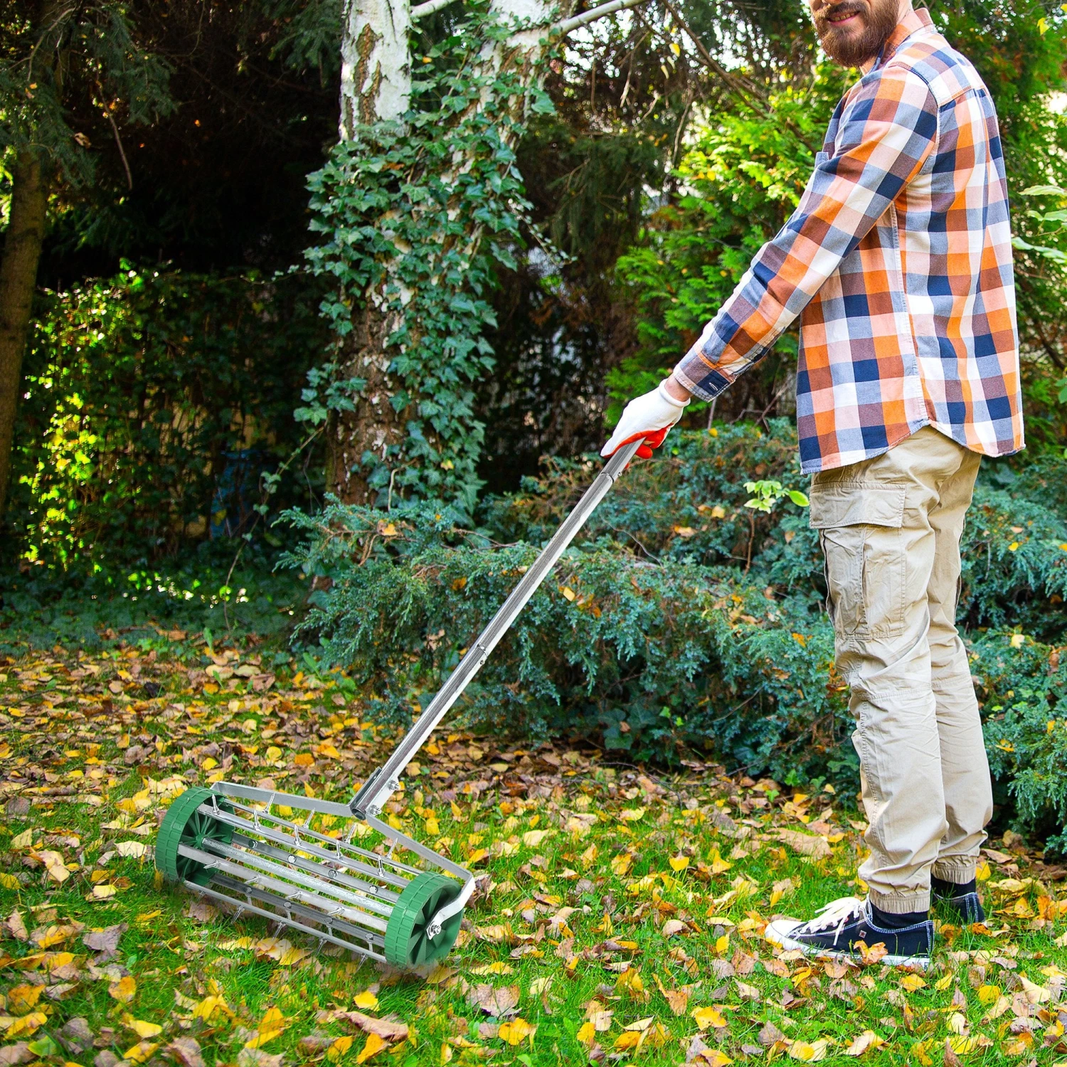 Outsunny Rolling Lawn Aerator 3 Outsunny Rolling Lawn Aerator - Image 3