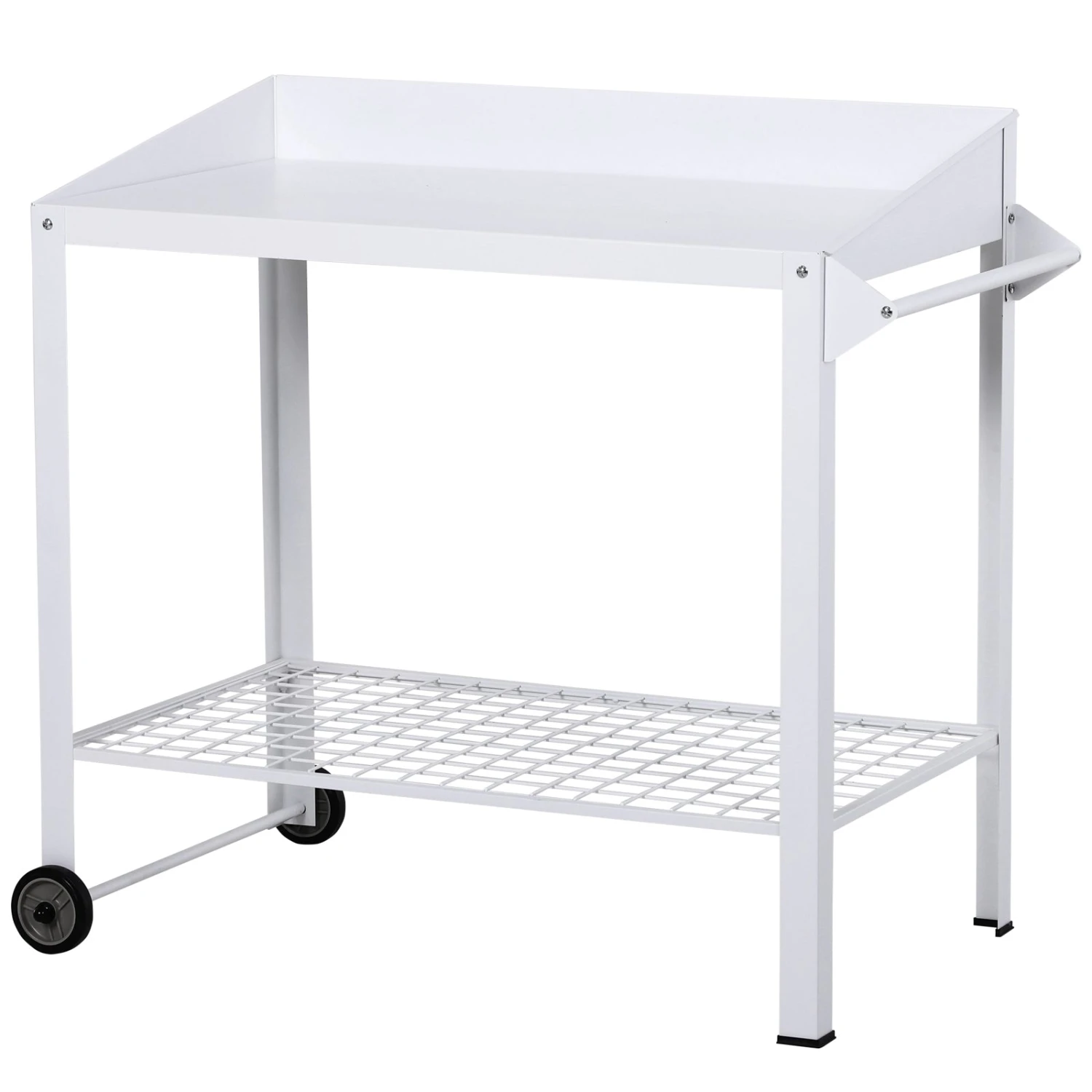 Outsunny Metal Outdoor Garden Potting Bench White 2 Outsunny Metal Outdoor Garden Potting Bench White - Image 2